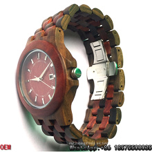 Relojes de cuarzo de madera de sándalo rojo y madera de alta calidad Hl01